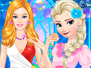 Play Barbie And Elsa Casual Fashion