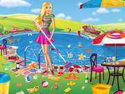 Play Barbie Swimming Pool Cleaning
