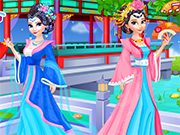 Play Elsa And Anna Chinese Dressup