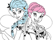 Play Elsa Anna Sisters Coloring