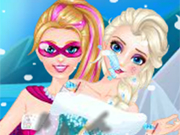 Play Super Barbie rescue Elsa Doctor