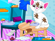 Play Baby Elsa Kitten Room Cleaning