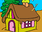 Play House in Winter Forest Coloring