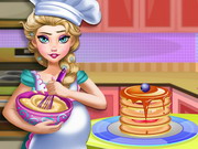 Play Pregnant Elsa Baking Pancakes